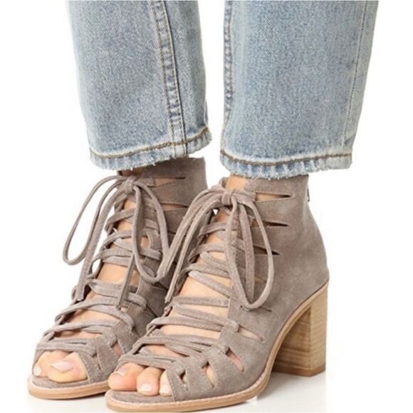 Jeffrey Campbell Corwin Lace Up Suede Block Heel Bootie Sandal 10 - Picture 12 of 12